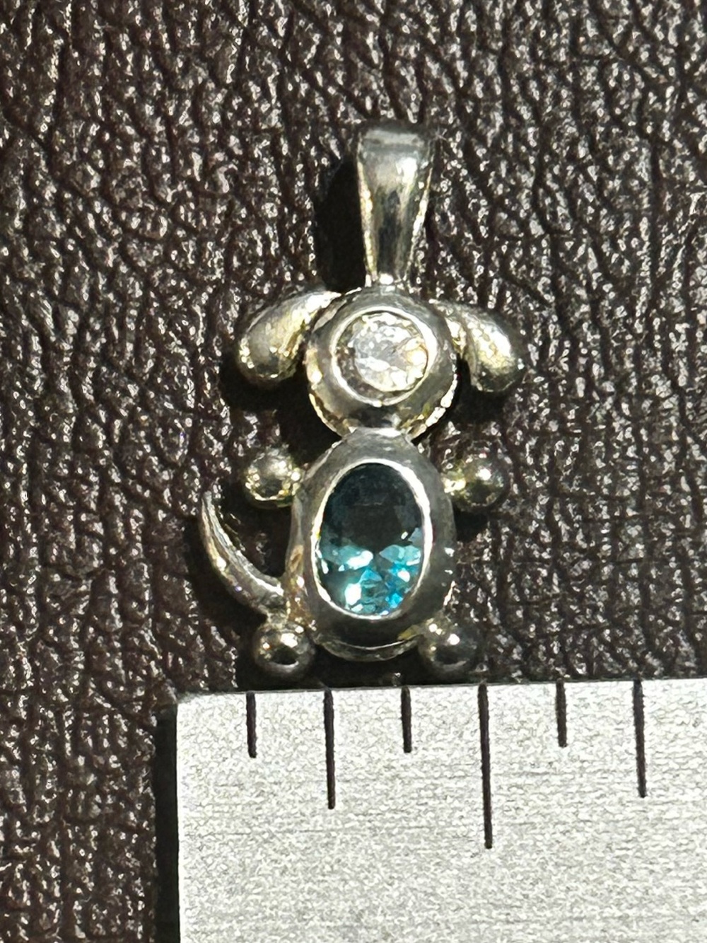 925 Sterling Silver 🐶 Pendant with Blue and Clear Crystals